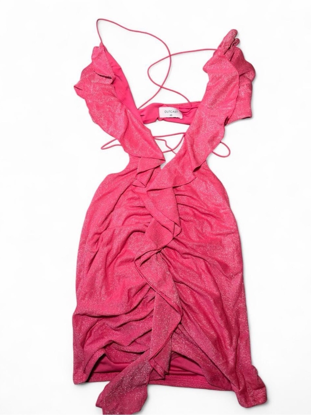 Outcast Clothing pink glitter mini dress with ruffles #vegasdress #partydress
